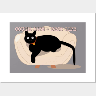 Couch life best life Lazy cat print design Posters and Art